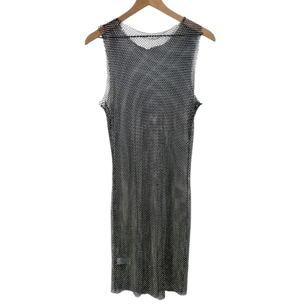 Haute Monde Rhinestone Sheer Mesh Tank Dress